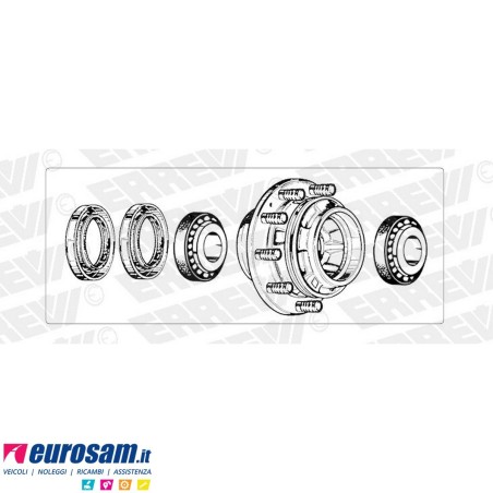Kit Mozzo ruota posteriore Iveco 170 190.20/.26 180.24/.26 190.30/.38 240.30/.38 330.26/.30/.35 con cuscinetti paraoli e colonne