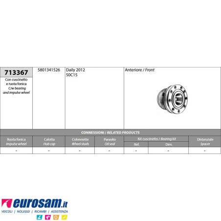 Mozzo ruota anteriore completo Iveco Daily modello 2012 con ruota fonica