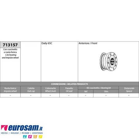 Mozzo ruota anteriore completo Iveco Daily 65C con Abs