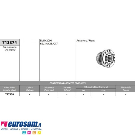 Mozzo ruota anteriore completo Iveco Daily 65C modello 2006-