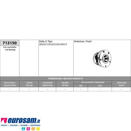 Mozzo ruota anteriore completo Iveco Daily 35S11/S13/S17