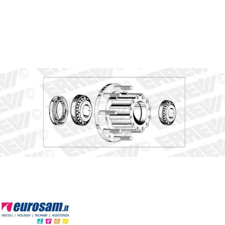 Kit Mozzo ruota posteriore Iveco Eurocargo 120/150/170/260E15/E18/E21/E23 con cuscinetti paraolio e colonnette