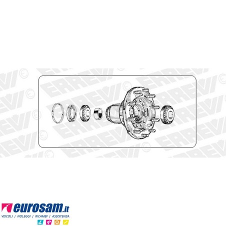 Kit Mozzo ruota anteriore Iveco Eurocargo 170/260E15/E18/E23/E27 Eurotech Eurostar con cuscinetti paraoli e colonnette