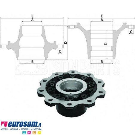 Kit Mozzo ruota anteriore Mercedes Actros con cuscinetti e paraolio