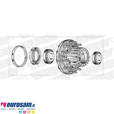 Kit Mozzo ruota posteriore Iveco Eurotech Eurostar con cuscinetti paraoli e colonnette