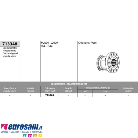 Mozzo ruota anteriore Man L2000 M2000 Tgl Tgm completo