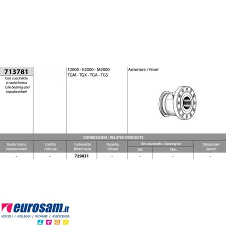 Mozzo ruota anteriore Man F2000 E2000 M2000 Tga Tgx Tgm Tgs completo