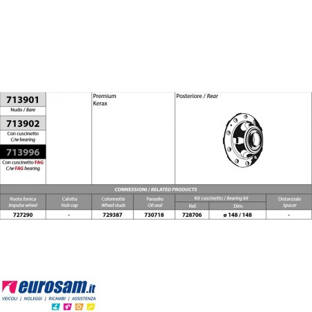 Mozzo ruota posteriore nudo Renault Premium Kerax Volvo FH FM FH12/16