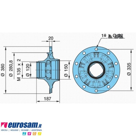 Mozzo ruota completo assale Bpw assale Eco Plus 3 6,5-8-9 Ton serie HS HZ SKH SH KH con cuscinetti e calotta oe quality