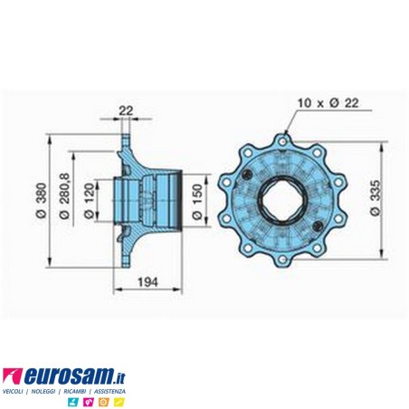 Mozzo ruota completo assale Bpw assale Eco Plus 2 6,5-8-9 Ton serie HS HZ SKH SH SKHB SHB SHSLL SMS SMB:LL