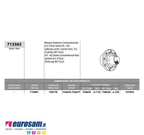Mozzo ruota nudo assale Bpw...