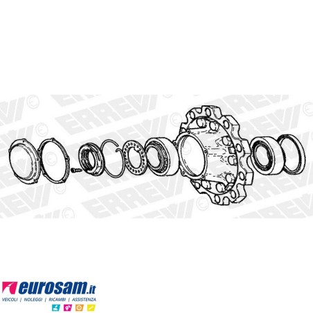 Mozzo ruota completo assale Meritor R.o.r. serie TA TC