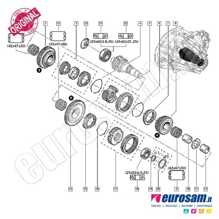 Cuscinetto Cambio Renault Trafic 01- 25X52X16