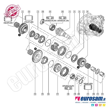 Cuscinetto Cambio Renault Trafic 01- 25X52X16