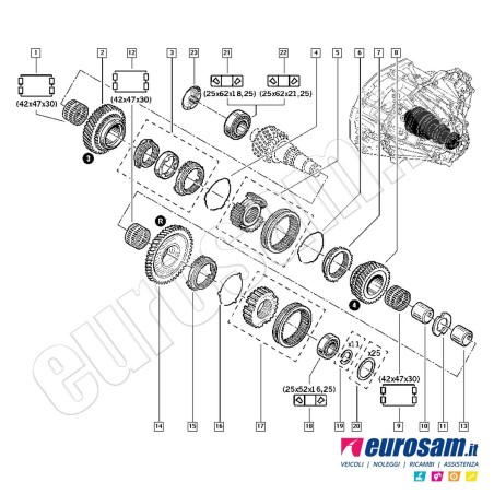 Cuscinetto Cambio Renault Trafic 01- 25X52X16