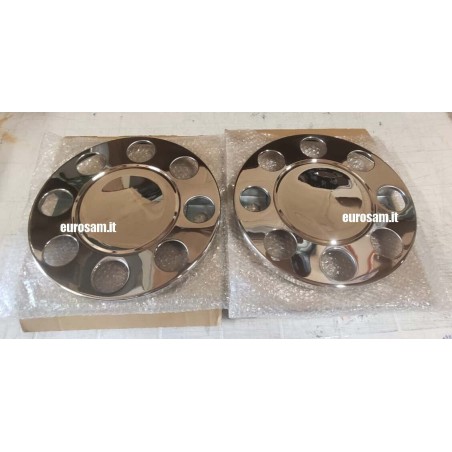 Coppia Anelli Ruota Coprimozzo 8 Fori Acciaio Inox | Iveco Eurocargo | Cerchio 19,5" | Ø 360mm