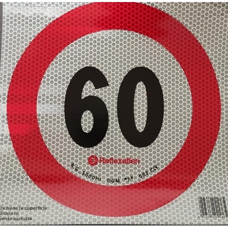 disco limite velocita' 60 km/h adesivo camion furgone rimorchio