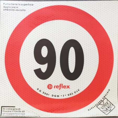disco limite velocita' 90 km/h adesivo