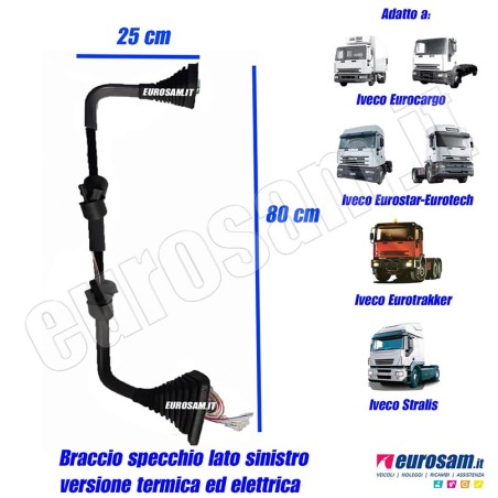 Braccio specchio retrovisore sinistro sx Iveco Eurocargo Eurotech Eurostar Eurostrakker Stralis