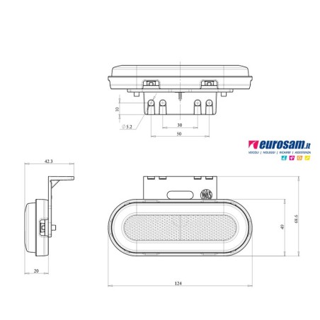 fanalino ingombro anteriore led neon bianco 12 24 volts catarifrangente doppia funzione camion furgone rimorchio