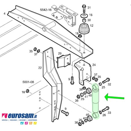 Ammortizzatore cabina posteriore iveco eurocargo e tector 60e 65e 75e 80e