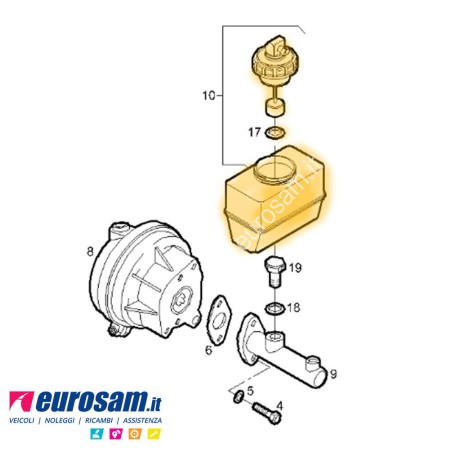 Serbatoio liquido freni Iveco Eurocargo e Tector Euroclass bus 15x9,5 cm