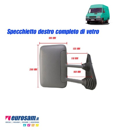 braccio specchio completo dx per iveco daily