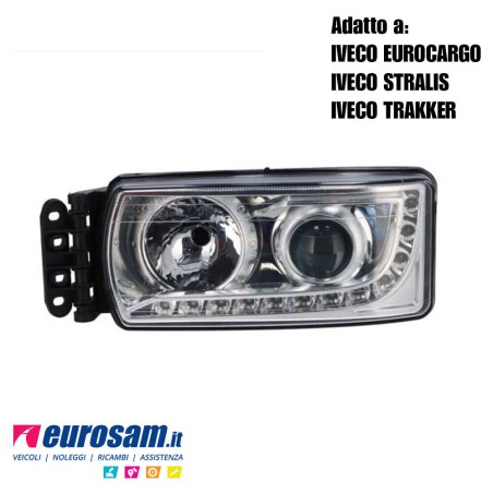 proiettore faro sinistro con luce diurna led iveco eurocargo stralis hi-way