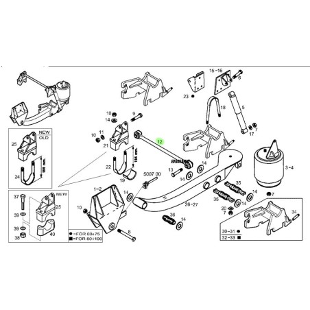 Barra di reazione L.637 posteriore Iveco Eurocargo pneumatico
