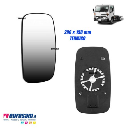 Vetro Specchio Retrovisore Nissan Cabstar NT400 Renault Maxity | Termico 12V | 296x158 mm
