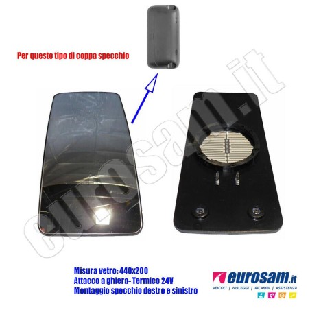 vetro specchio retrovisore dx iveco gamma euro stralis donnely