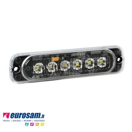 Luce strobo multifunzione 6 Led 12/24V Bianco