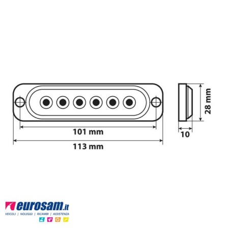 Luce strobo multifunzione 6 Led 12/24V Bianco