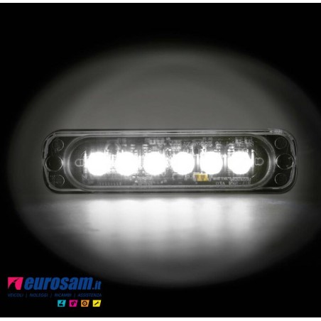 Luce strobo multifunzione 6 Led 12/24V Bianco