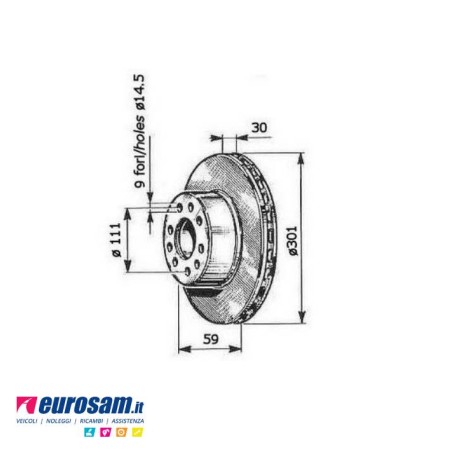 disco freni anteriore singolo senza colonnette  per iveco: daily 2006   35c14 - c17 - c18 - 65c14 - c15 - c15h - c18