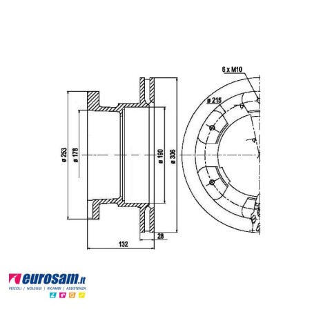 disco freno posteriore singolo Iveco Daily 2006-2012-2016 65c