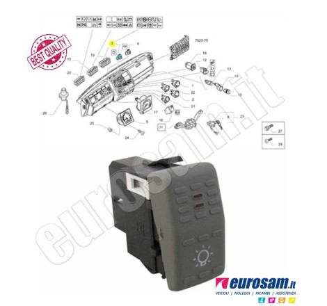 Interruttore Luci Esterne Iveco Eurocargo Eurotrakker Eurotech Eurostar | Tasto Illuminazione 4854433