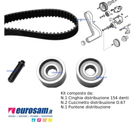 Kit Cinghia Distribuzione + Cuscinetti + Puntone | Iveco Daily Fiat Ducato 2.8 | 154RHDS300