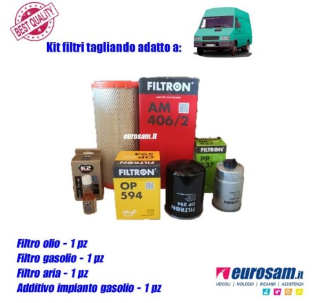 Kit Tagliando Completo Iveco Daily 30.8 35.10 35.12 49.12 59.12 | 3 Filtri + Additivo K2 Diesel