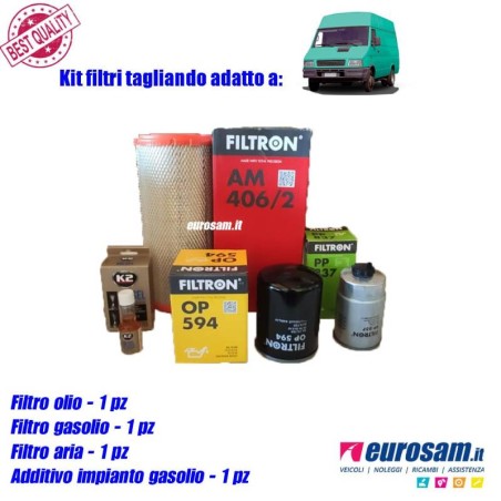 Kit Tagliando Completo Iveco Daily 30.8 35.10 35.12 49.12 59.12 | 3 Filtri + Additivo K2 Diesel