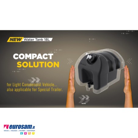 Tanica Acqua 18 Litri Lokhen Square Nera - Kit Completo Lavamani per Daily, Ducato, Isuzu
