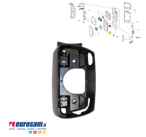 Supporto sede vetro specchio principale 245x390 mm Iveco Stralis Trakker