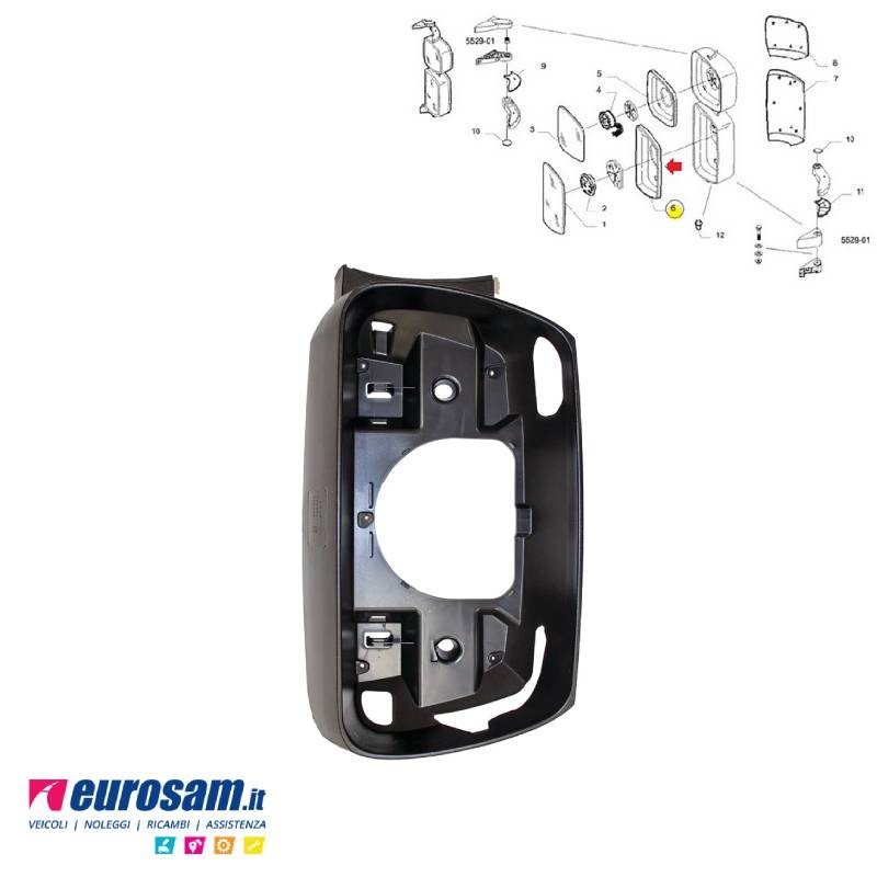 Supporto sede vetro specchio principale 245x390 mm Iveco Stralis Trakker