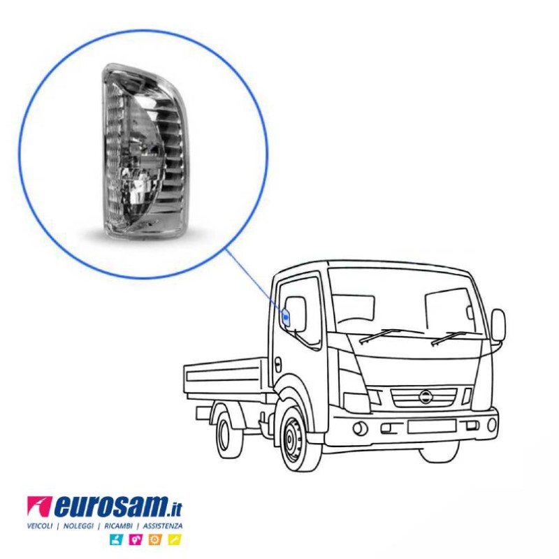 Fanalino freccia bianco destro specchietto Nissan Cabstar NT400 2013 150x80mm