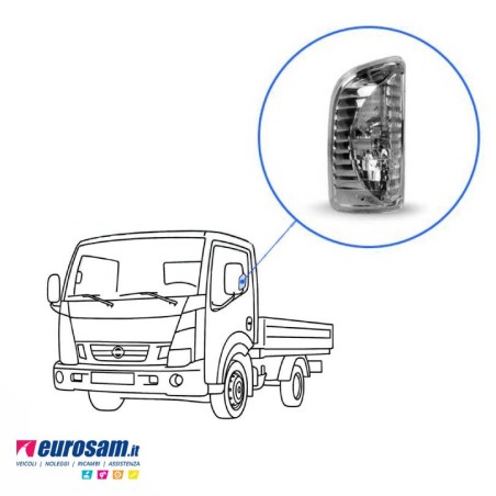 Fanalino freccia bianco sinistro specchietto Nissan Cabstar NT400 2013 150x80mm lato guida