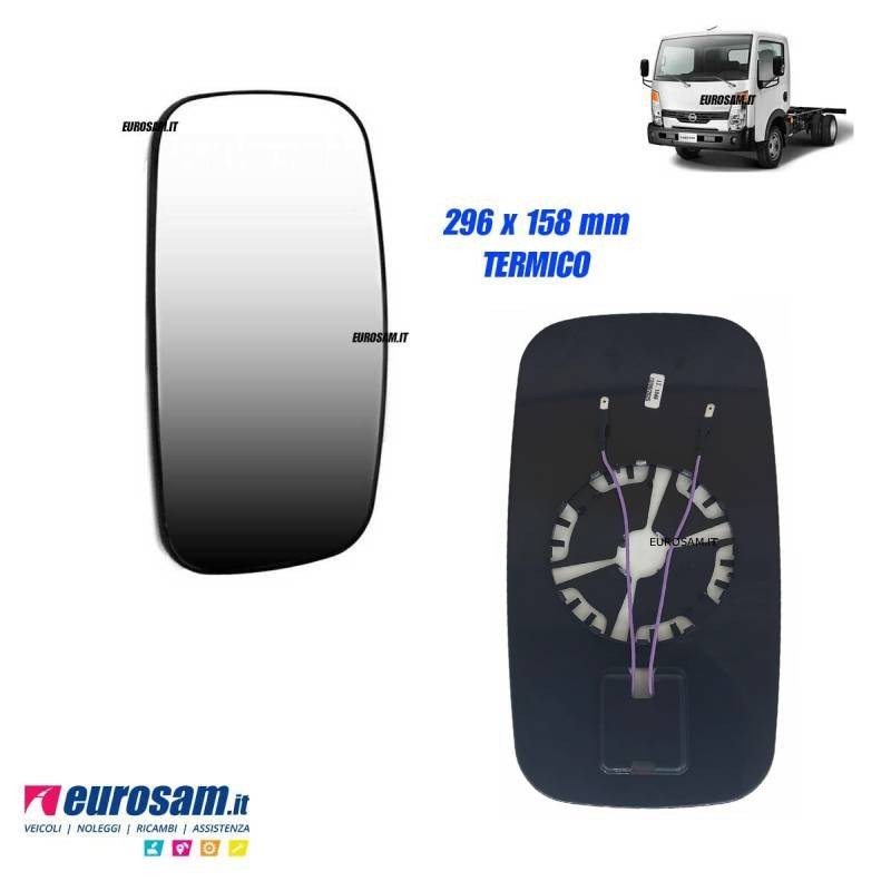 Vetro Specchio Retrovisore Nissan Cabstar NT400 Renault Maxity | Termico 12V | 296x158 mm