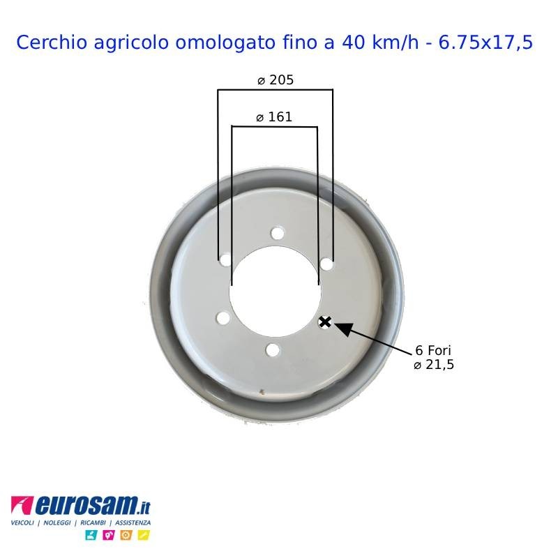 Cerchio Agricolo Ferro 6 Fori 6.75x17.5 | Euro-Ricambi