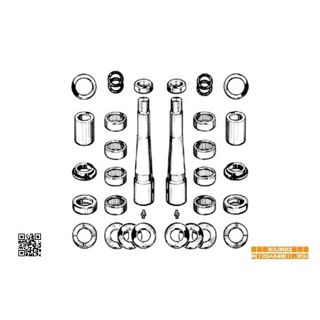 complessivo perni fusi (due ruote) con cuscinetti per daf 2100,2300,2500,3600