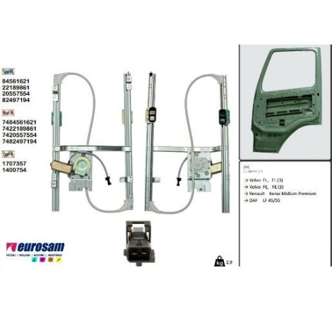 ALZAVETRO ELETTRICO DESTRO RENAULT KERAX,MIDLUM,PREMIUM VOLVO FE,FL DAF LF45,LF55
